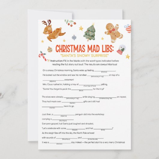 Christmas Mad Libs Game シーズンカード (正面)
