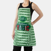 Christmas Magic Calligraphy Green Pine Trees Funky エプロン (インサイチュ)