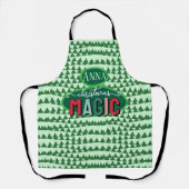 Christmas Magic Calligraphy Green Pine Trees Funky エプロン (正面)