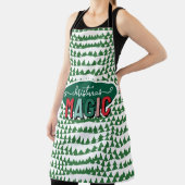 Christmas Magic Calligraphy Green Pine Trees Funky エプロン (インサイチュ)