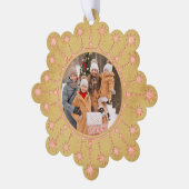 Christmas Magic: Gold and Pink Star Design Photo オーナメントカード (左)