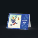 Christmas magic, Vintage Matryosha on skis シーズンカード<br><div class="desc">Vintage Christmas,  Matryoshkas on skis</div>