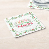 Christmas Mahjong Crest | Monogram スクエアペーパーコースター (アングル)