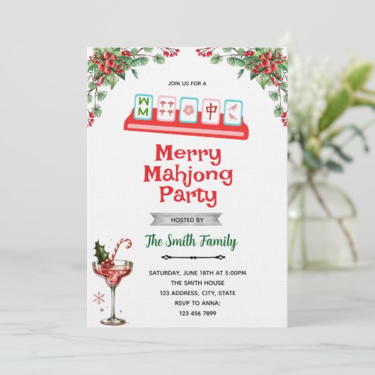 Christmas Mahjong party Invitation 招待状 (スタンド正面)