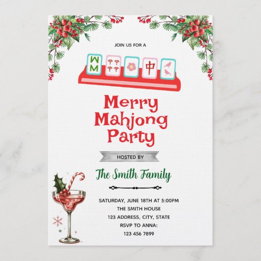 Christmas Mahjong party Invitation 招待状 (正面)