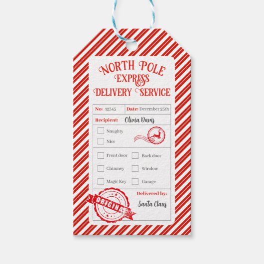 Christmas Mail From Santa North Pole Delivery ギフトタグ (正面)