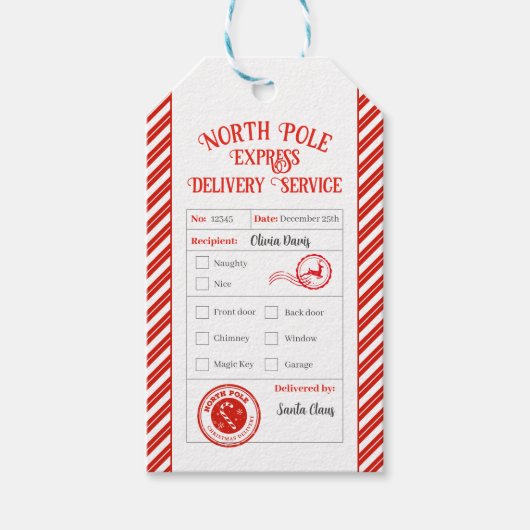 Christmas Mail From Santa North Pole Delivery ギフトタグ (正面)