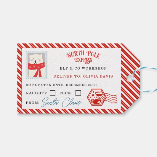 Christmas Mail From Santa North Pole Delivery ギフトタグ (正面(横))