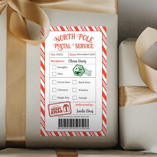Christmas Mail From Santa North Pole Delivery 長方形シール