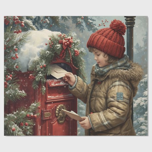 Christmas mailbox festive winter gift ラッピングペーパー (フラット)