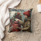 Christmas mailbox throw pillow winter cozy cushion クッション (ブランケット)
