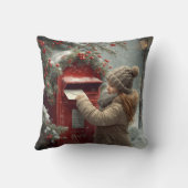 Christmas mailbox throw pillow winter cozy cushion クッション (裏面)