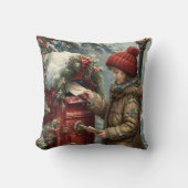 Christmas mailbox throw pillow winter cozy cushion クッション (正面)