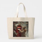 Christmas mailbox tote bag festive holiday shopper ラージトートバッグ (裏面)