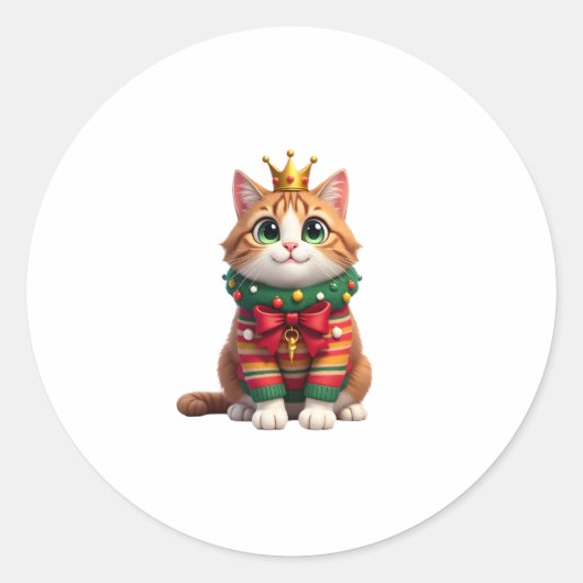 Christmas Maine Coon American Longhair (4) ラウンドシール (正面)