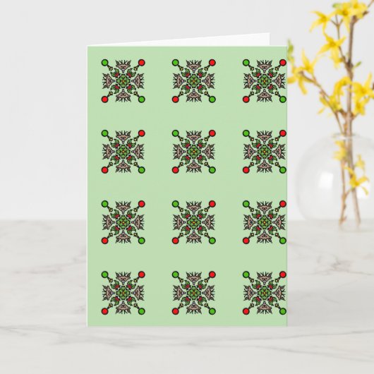 Christmas Mandala Pattern カード (黄色い花)