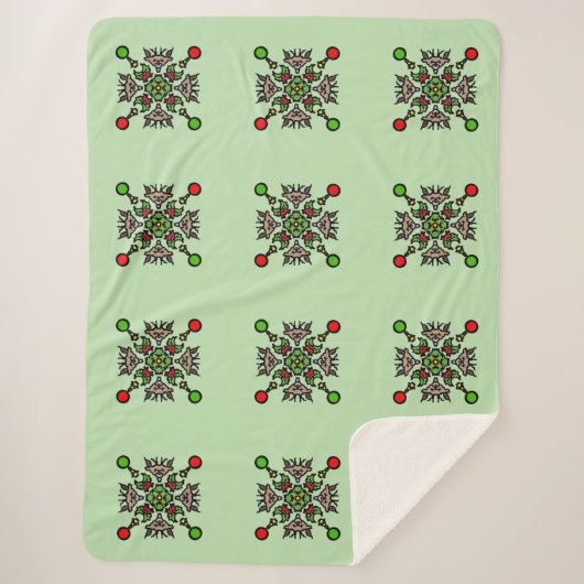 Christmas Mandala Pattern シェルパブランケット (正面)