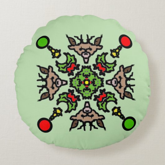 Christmas Mandala Pattern ラウンドクッション (正面)