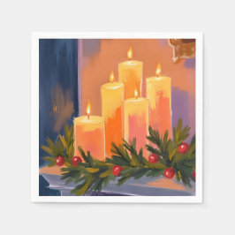 Christmas Mantle Candles Garland Painted Holiday スタンダードカクテルナプキン