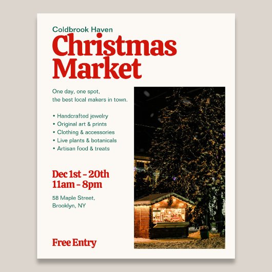 Christmas Market Retro Editorial Photo Flyer チラシ