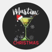 Christmas Martini Tail Happy Hour Fun Drink Gift  ラウンドシール (正面)