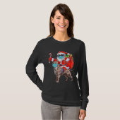 Christmas Mask Santa Riding Pitbull Xmas Boys Dog Tシャツ (正面フル)