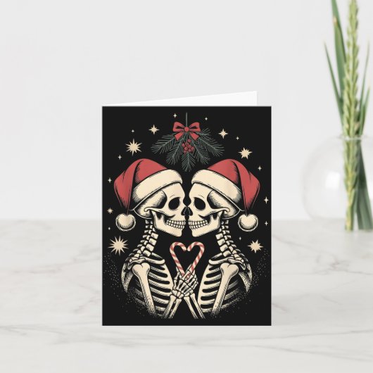 Christmas Matching Gothic Couple Dark Humor Skelet カード (正面)