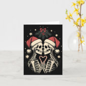 Christmas Matching Gothic Couple Dark Humor Skelet カード (黄色い花)