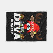 Christmas Matching I'm The Diva Reindeer フリースブランケット (正面(横))