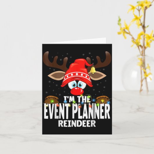 Christmas Matching I'm The Event Planner Reindeer  カード (黄色い花)