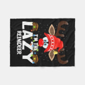 Christmas Matching I'm The Lazy Reindeer フリースブランケット (正面(横))