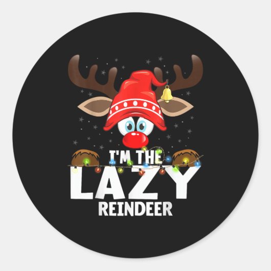 Christmas Matching I'm The Lazy Reindeer ラウンドシール (正面)