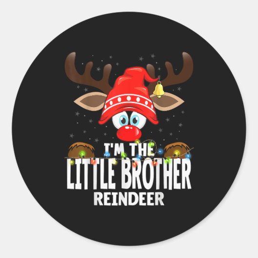 Christmas Matching I'm The Little Brother Reindeer ラウンドシール (正面)