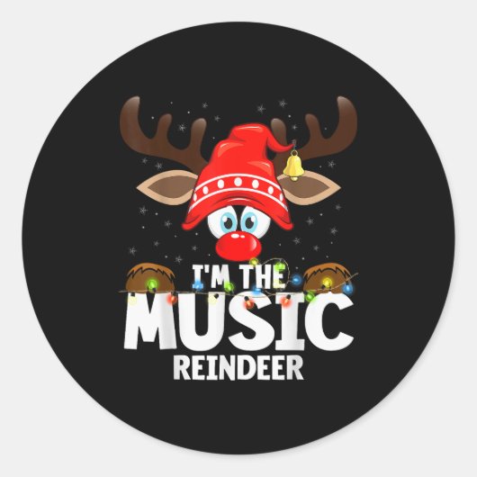 Christmas Matching I'm The Music Reindeer ラウンドシール (正面)