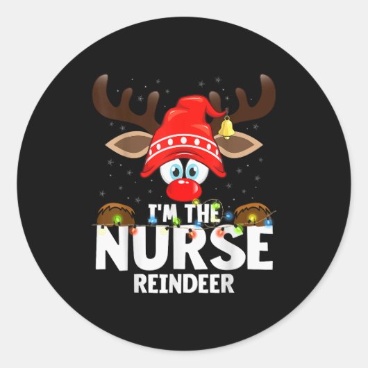 Christmas Matching I'm The Nurse Reindeer  ラウンドシール (正面)