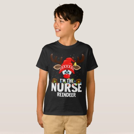 Christmas Matching I'm The Nurse Reindeer  Tシャツ (正面フル)