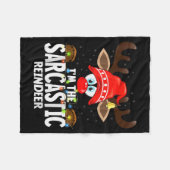 Christmas Matching I'm The Sarcastic Reindeer フリースブランケット (正面(横))