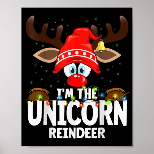 Christmas Matching I'm The Unicorn Reindeer ポスター (正面)