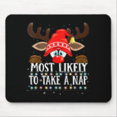 Christmas Matching Most Likely To Take A Nap Pjs マウスパッド (正面)