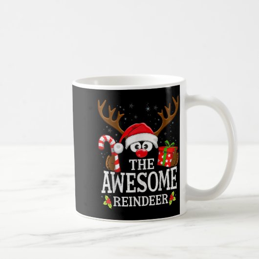 Christmas Matching The Awesome Reindeer Family  コーヒーマグカップ (右)