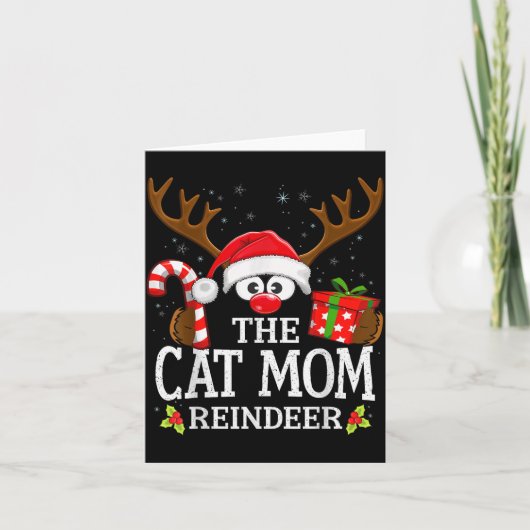 Christmas Matching The Cat Mom Reindeer Family  カード (正面)