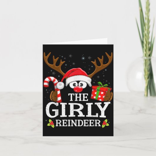 Christmas Matching The Girly Reindeer Family  カード (正面)
