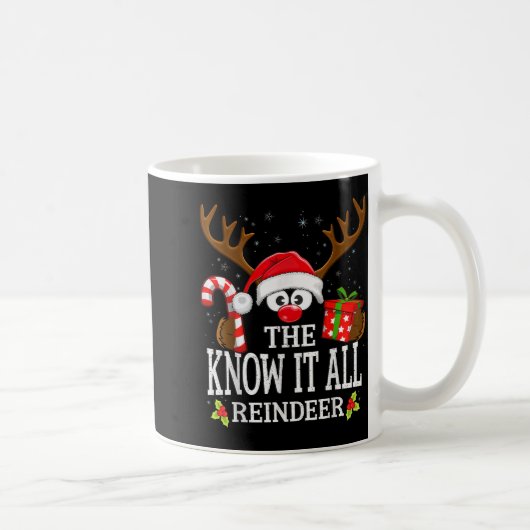 Christmas Matching The Know It All Reindeer Family コーヒーマグカップ (右)