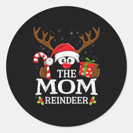 Christmas Matching The Mom Reindeer Family  ラウンドシール (正面)