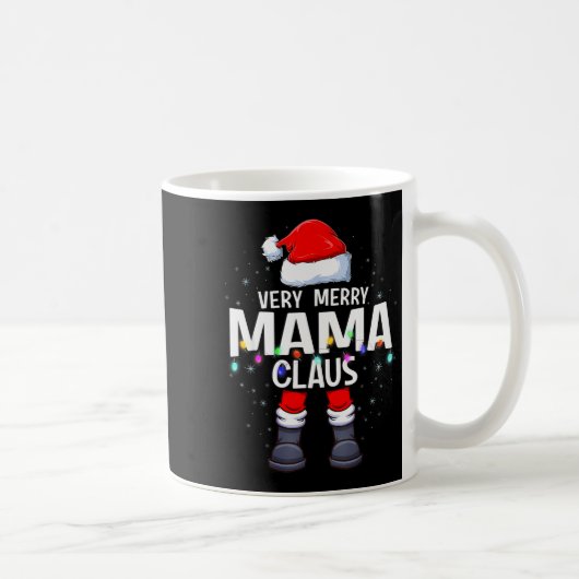 Christmas Matching Very Merry Mama Claus Pjs  コーヒーマグカップ (右)