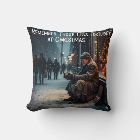 CHRISTMAS MEANING PICTURE REMEMBER THE POOR クッション (正面)