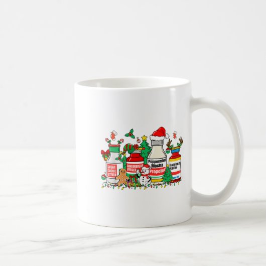 Christmas Medication Bottles Funny Nurse Humor  コーヒーマグカップ (右)
