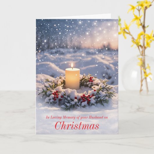 Christmas Memorial Candle and Wreath  カード (黄色い花)