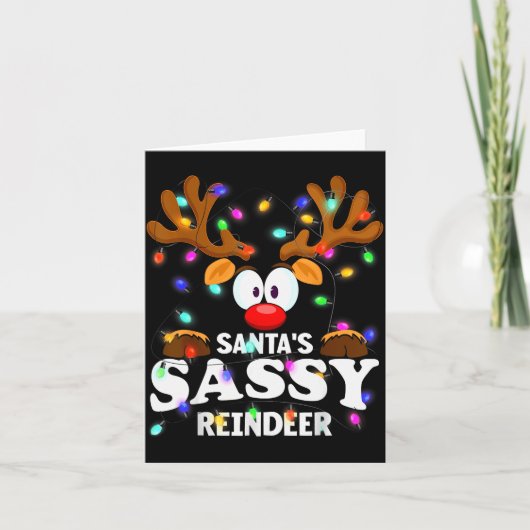 Christmas Men Women Santa's Sy Reindeer  カード (正面)