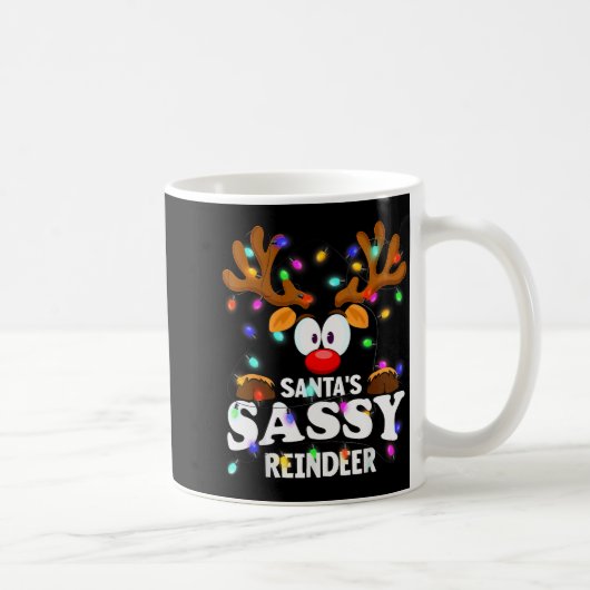 Christmas Men Women Santa's Sy Reindeer  コーヒーマグカップ (右)